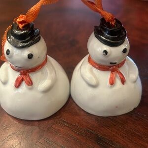 Vintage Porcelain Christmas Bell/ Ornament Snowman ⛄️ 1940’s/1950 Made in Japan
